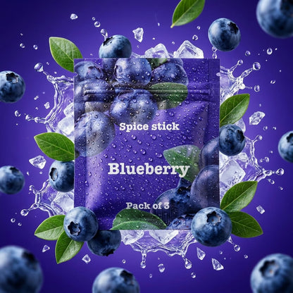 Blueberry flavor pouch with fresh blueberries and ice
