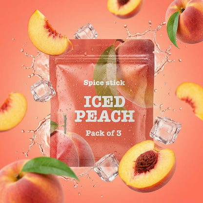 Peach flavor pouch with peach slices and ice