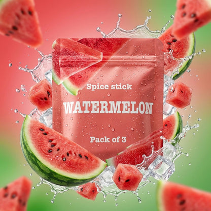 Watermelon flavor pouch with watermelon slices and ice