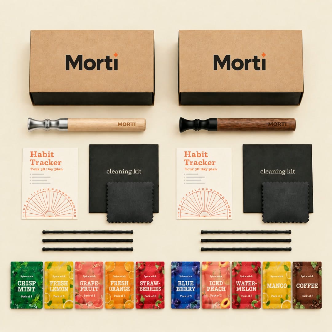 Together Kit: Natural Wood and Walnut pens, two gift boxes, two Habit Trackers, two cleaning kits and 10 flavor pouches
