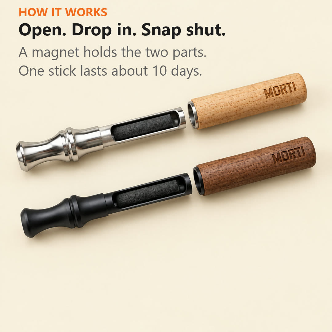 How it works: both pens open with flavor sticks inside